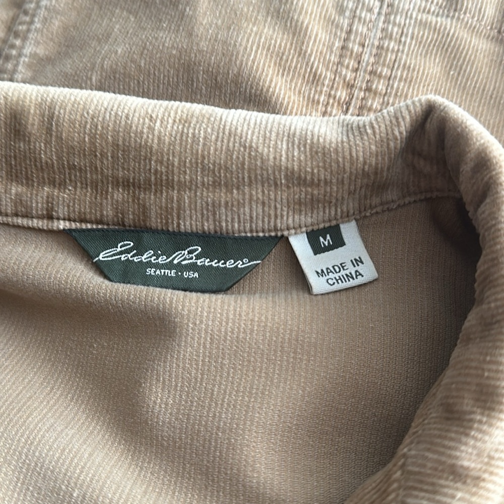 Eddie Bauer Tan Button Up Corduroy Jacket Size Medium - Picture 9 of 11